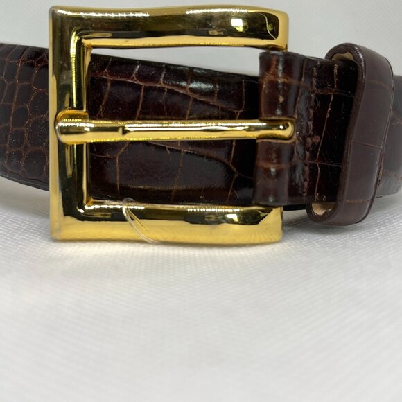 Cipriani Italian Alligator Calfskin Designer Belt, Brown, Size Large 1\